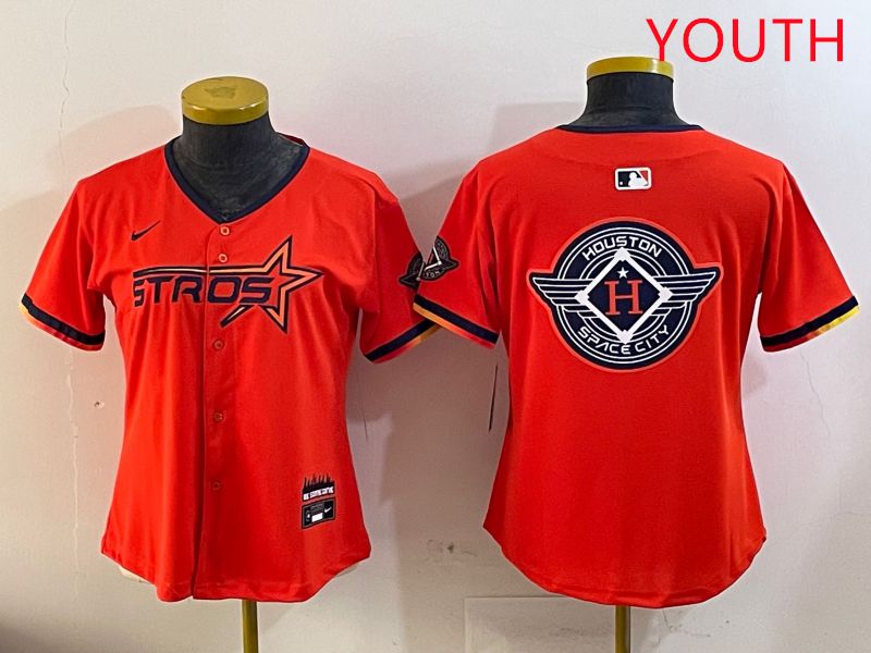 Youth Houston Astros Blank Orange Three generations Joint Name 2025 Nike MLB Jersey style 26
